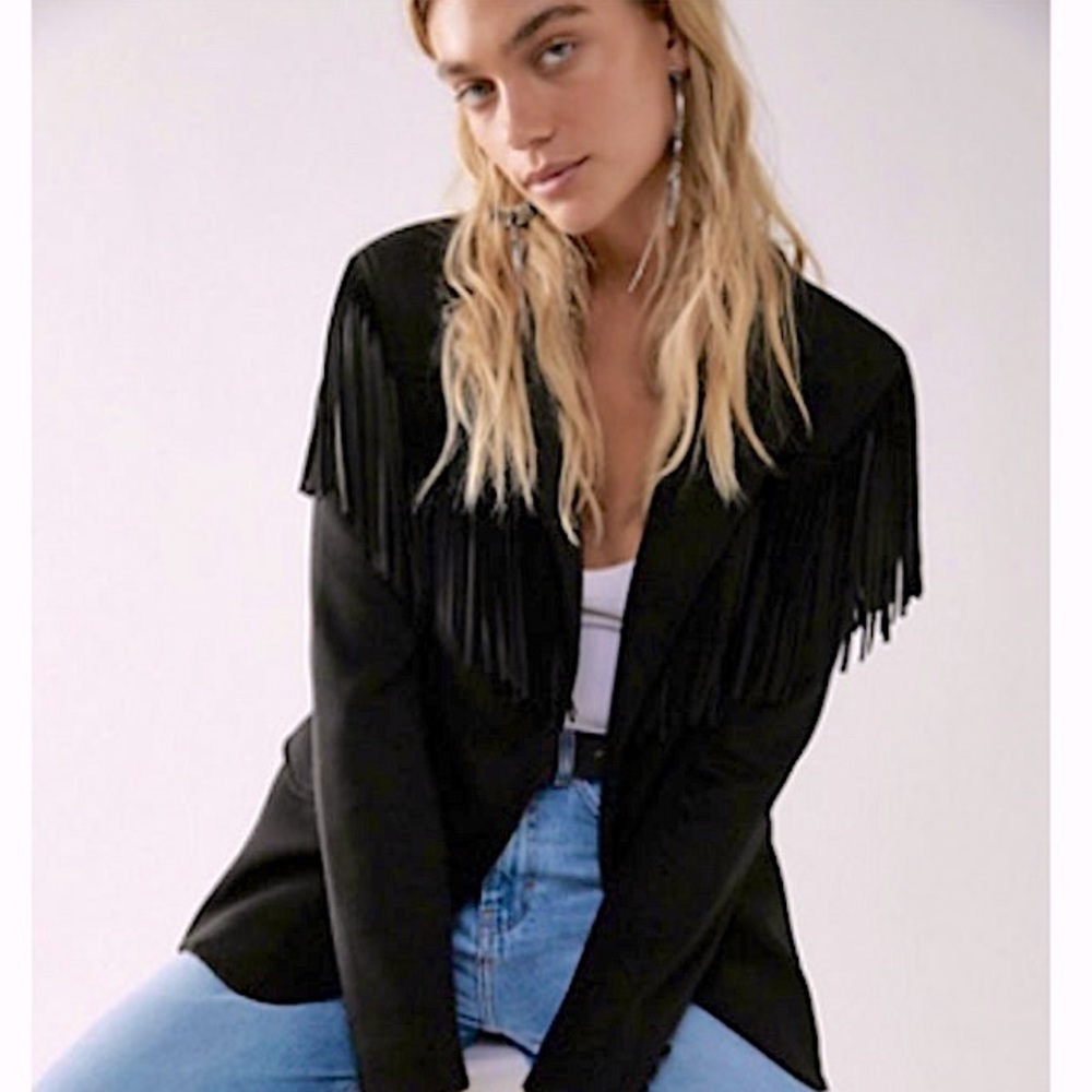 NWT Free People Show Stopper Fringe Blazer